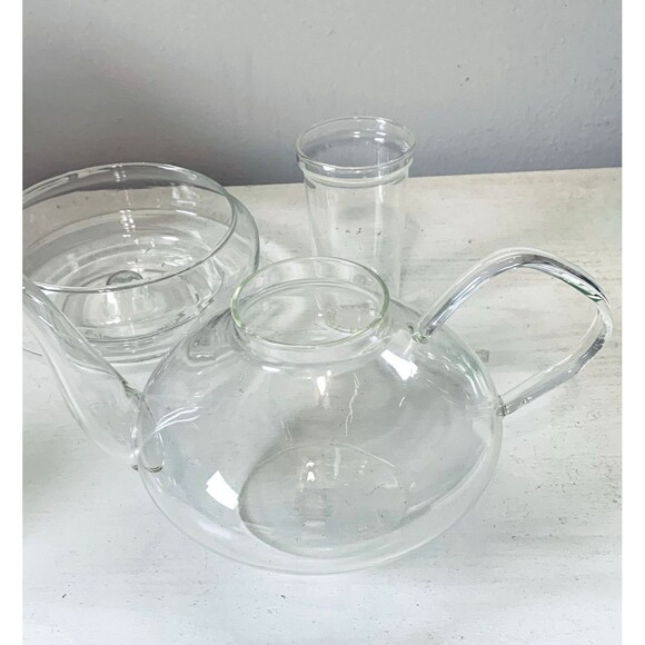 Schott Mainz Jenaer Glas Glass Teapot w/ Infuser &  Warming Base - 1950s Germany - Picture 6 of 6